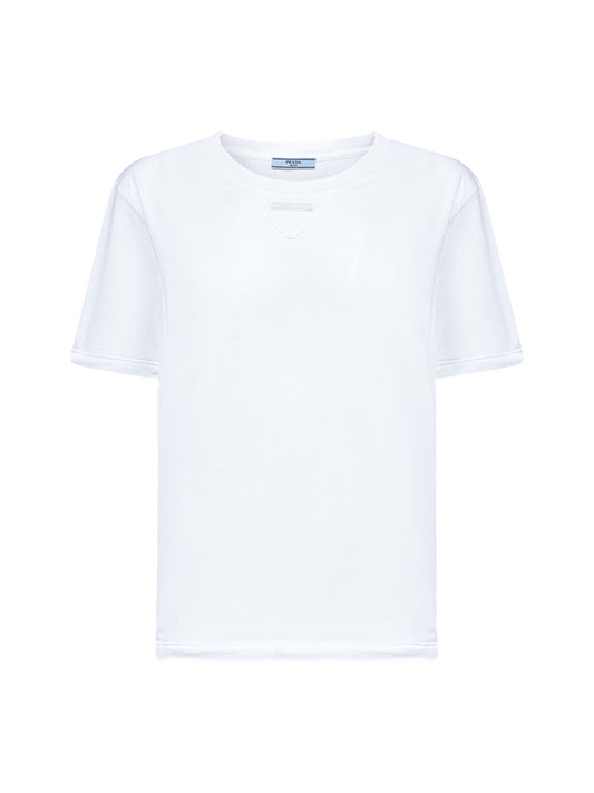 White cotton jersey logo T-shirt