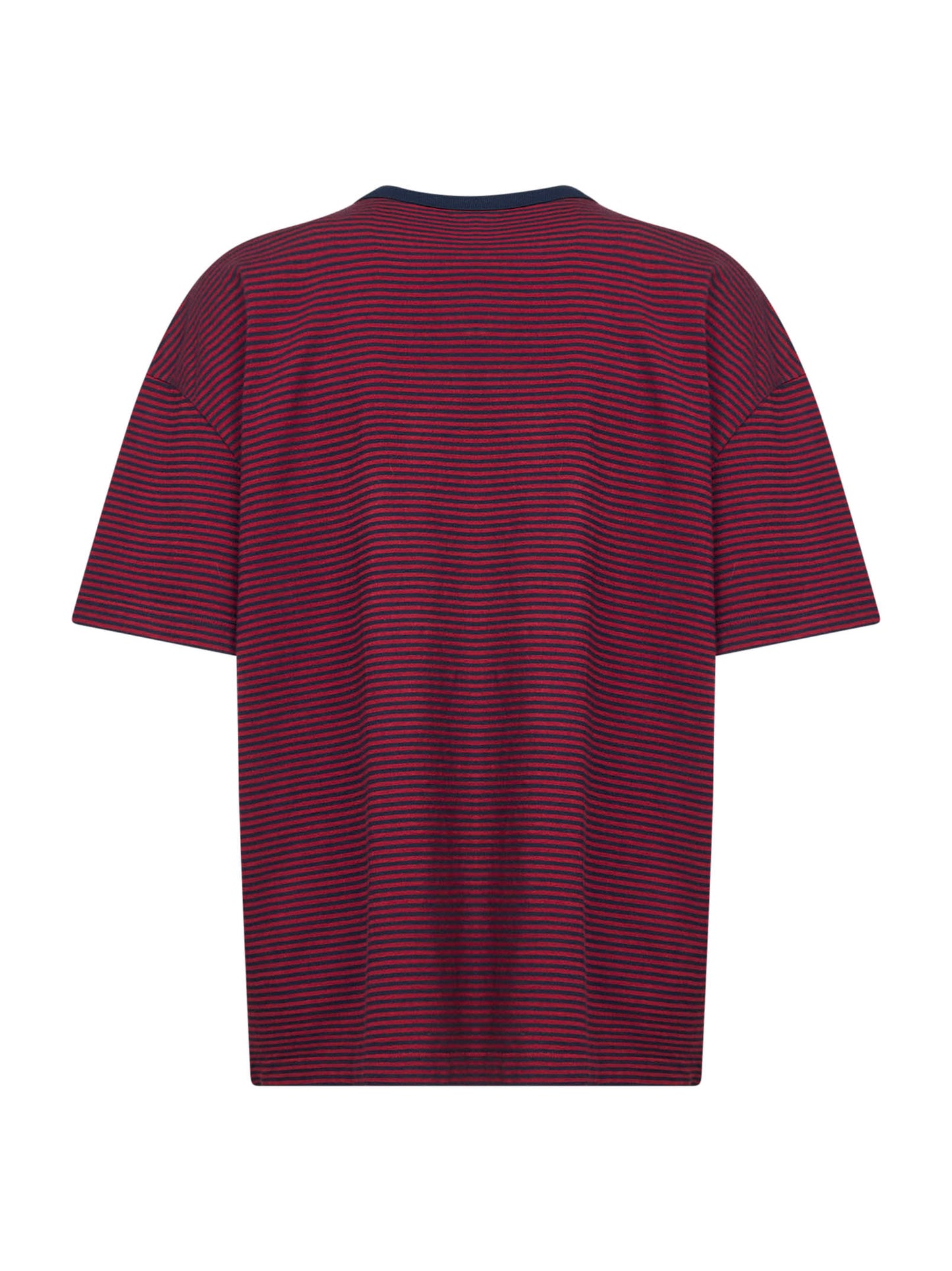 T-shirt in jersey di cotone a righe rosso e blu