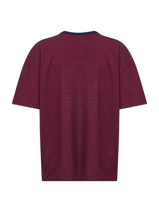 T-shirt in jersey di cotone a righe rosso e blu