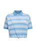 Light blue striped pique cropped polo shirt