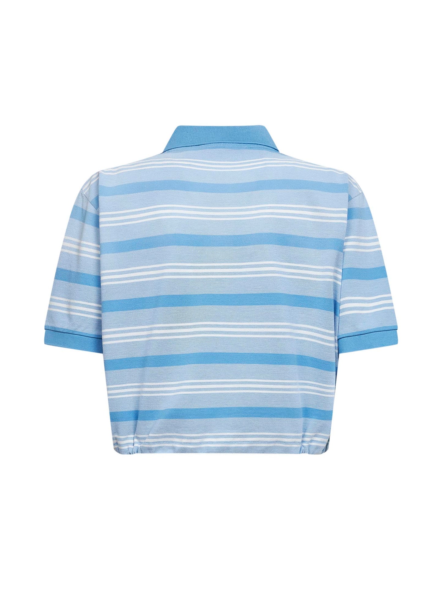 Light blue striped pique cropped polo shirt