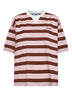 T-shirt in cotone a righe alabastro e tabacco