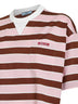 T-shirt in cotone a righe alabastro e tabacco