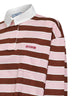 Alabaster and tobacco striped cotton cropped polo shirt