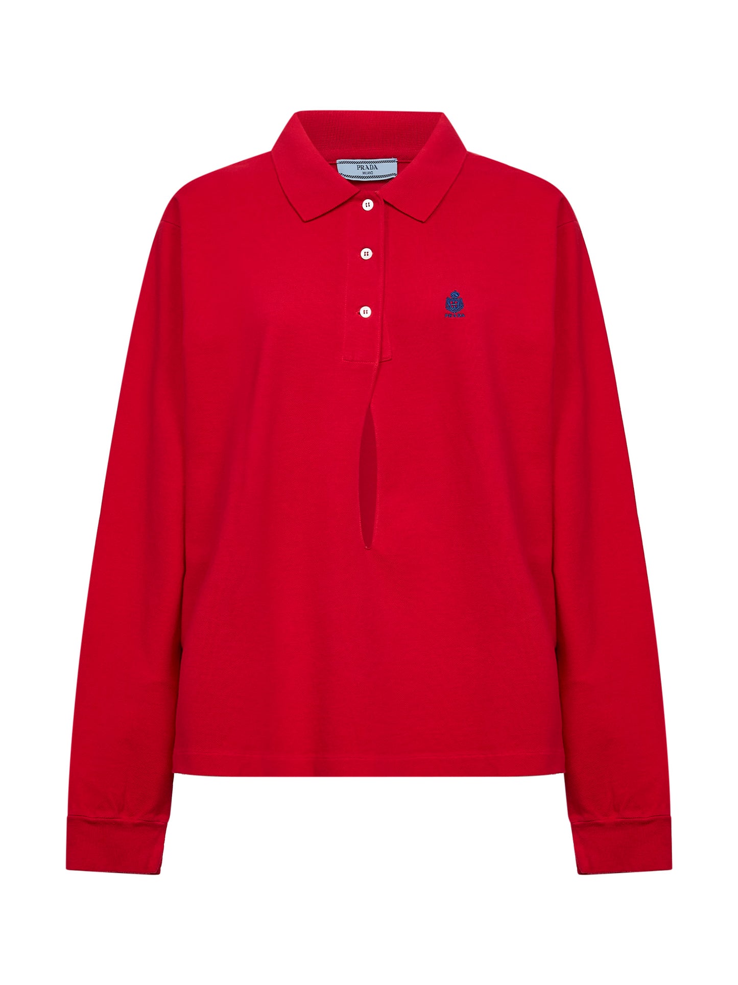 Polo a maniche lunghe in piquet di cotone rosso