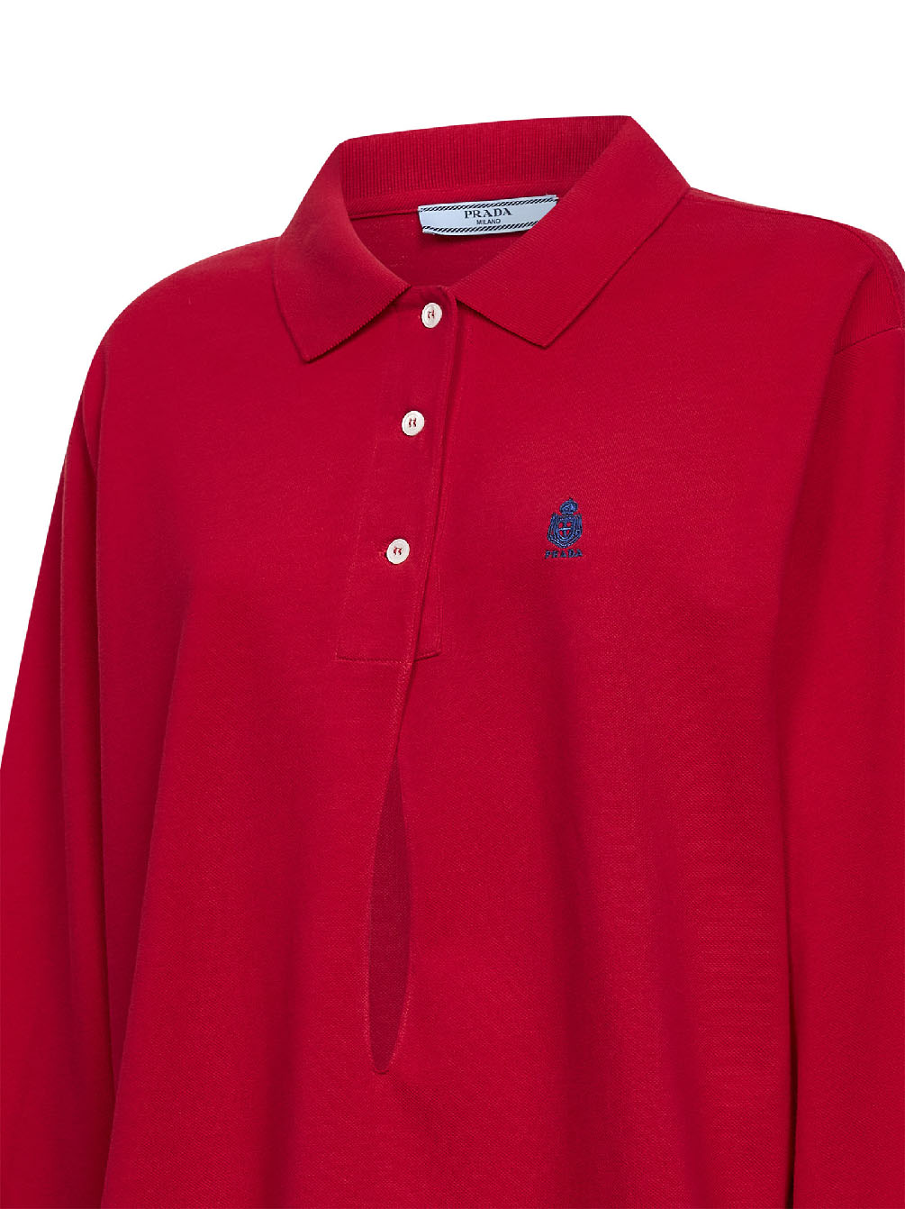 Polo a maniche lunghe in piquet di cotone rosso