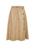 Cord cotton belted midi skirt