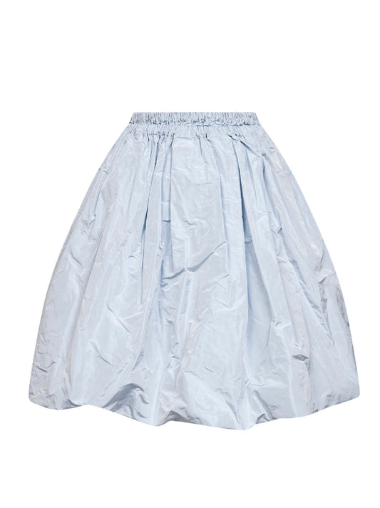 Light blue silk technical taffeta short skirt