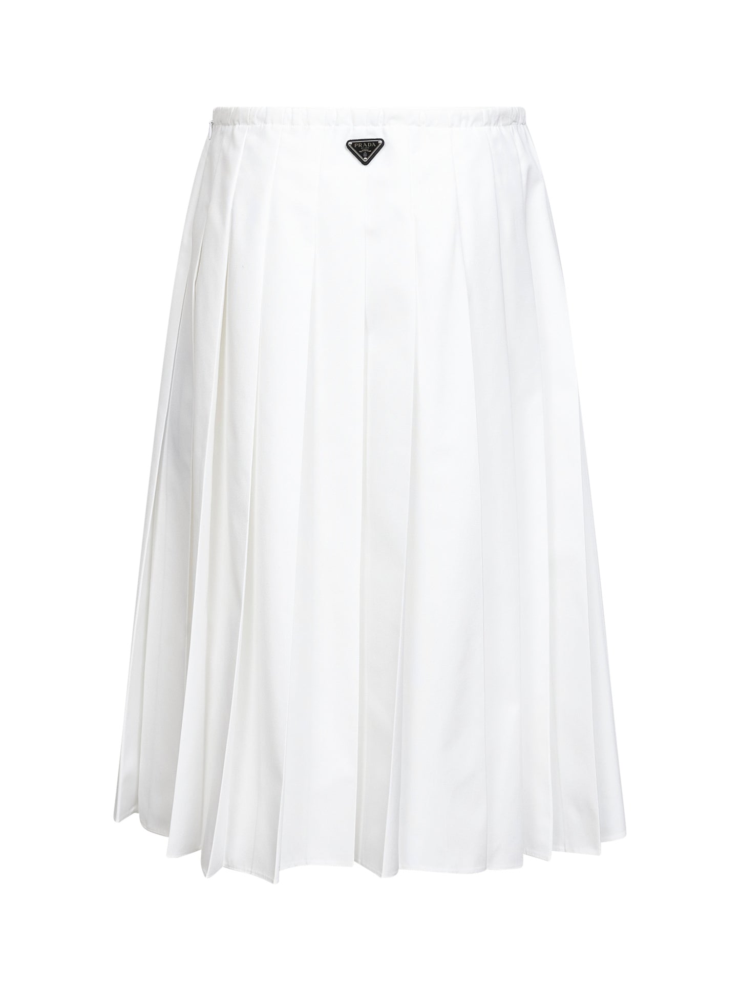 Gonna midi a pieghe in misto cotone tecnico bianco