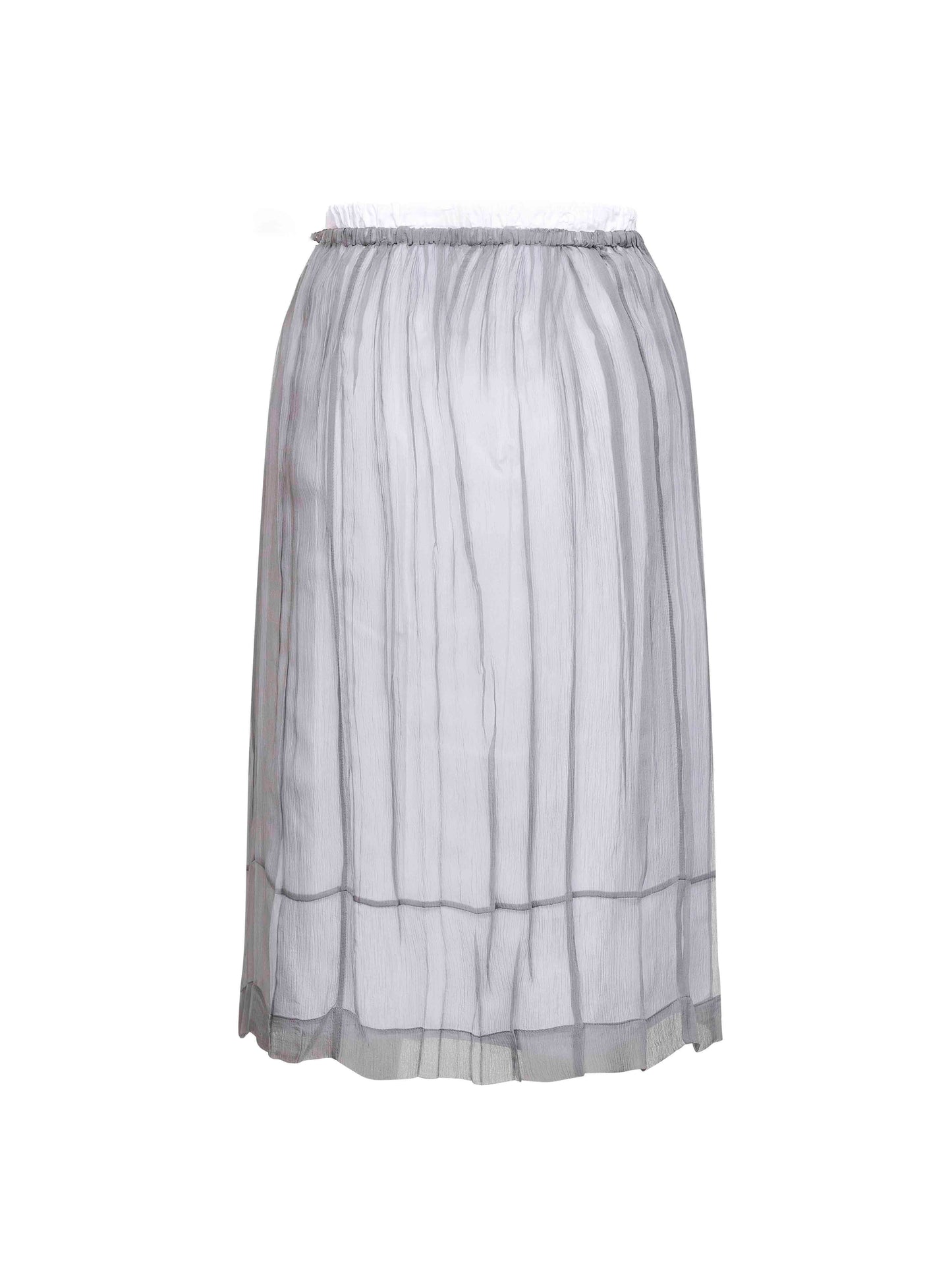 Gonna midi ricamata in chiffon alluminio