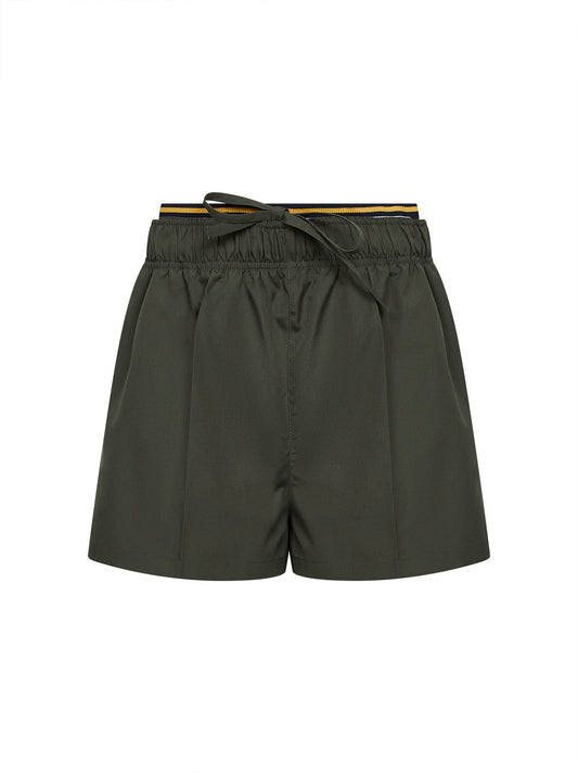 Military green twill shorts