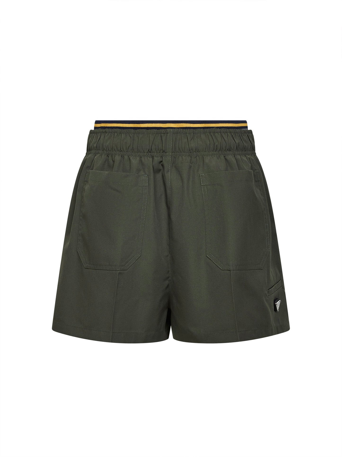 Military green twill shorts