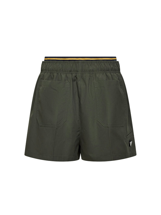 Military green twill shorts