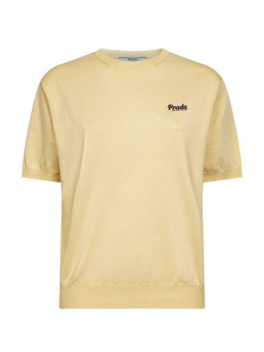 Cream cotton and silk sweater