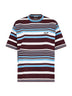 Maglia in cotone a righe amaranto e azzurro