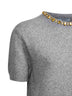Maglia girocollo in lana e cashmere grigio con cristalli