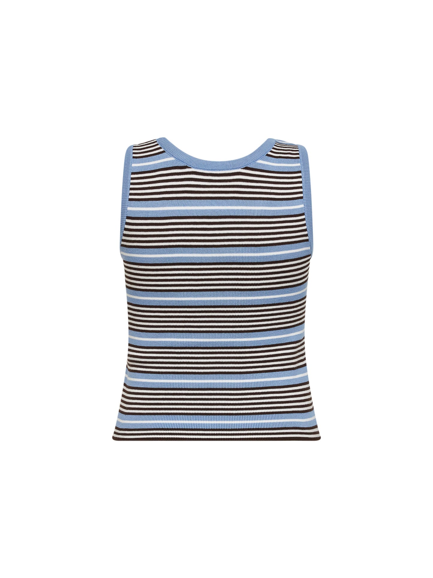 Canotta in cotone a costine a righe azzurro e bianco