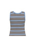 Canotta in cotone a costine a righe azzurro e bianco