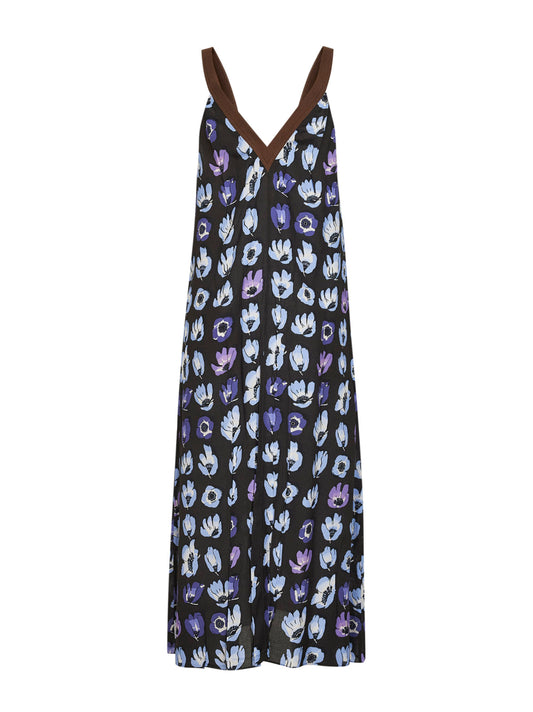 Abito midi in viscosa stampata viola