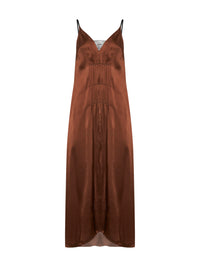 Tobacco satin long dress