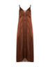 Abito lungo in raso tabacco