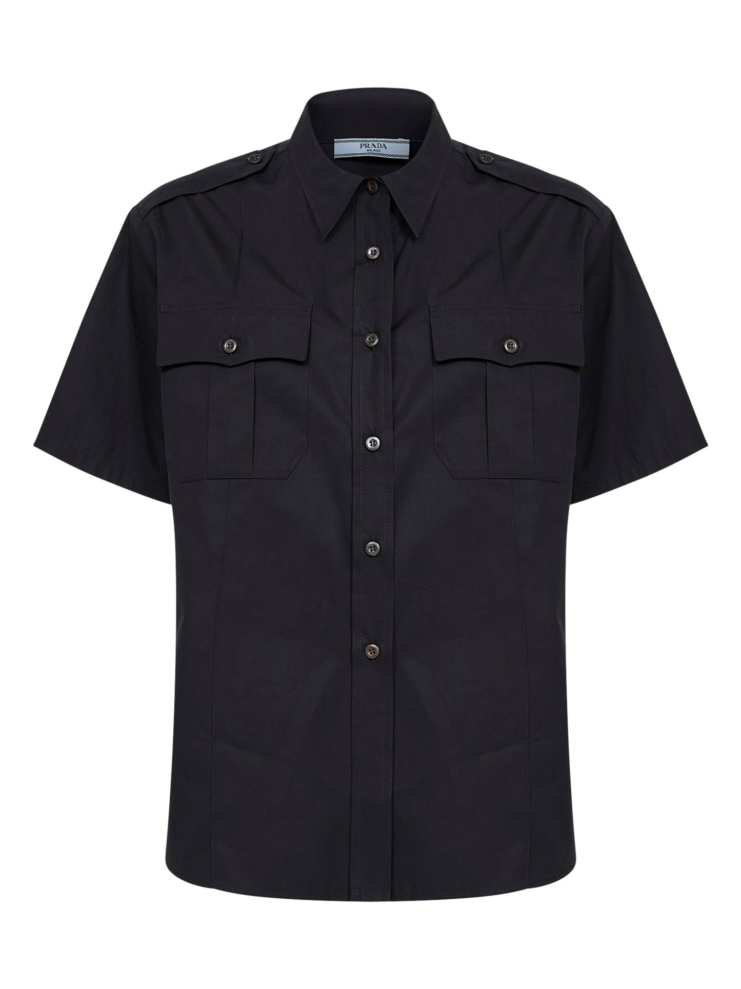 Camicia a maniche corte in popeline nero