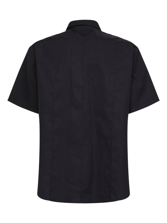 Camicia a maniche corte in popeline nero