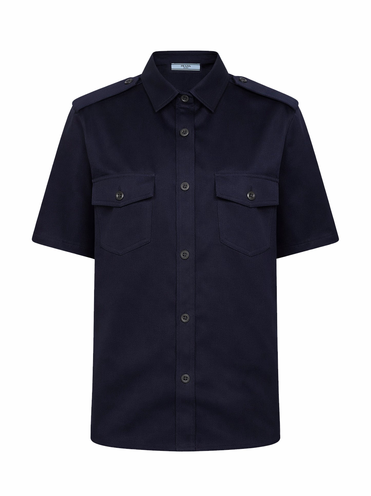 Camicia a maniche corte in chino blu