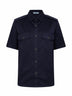 Camicia a maniche corte in chino blu