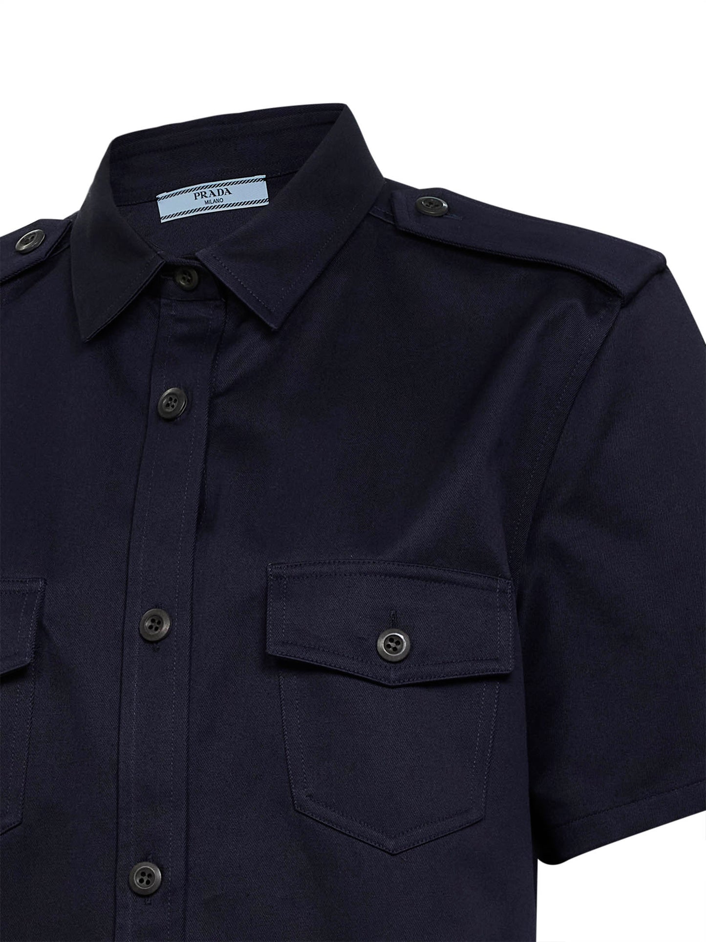 Camicia a maniche corte in chino blu