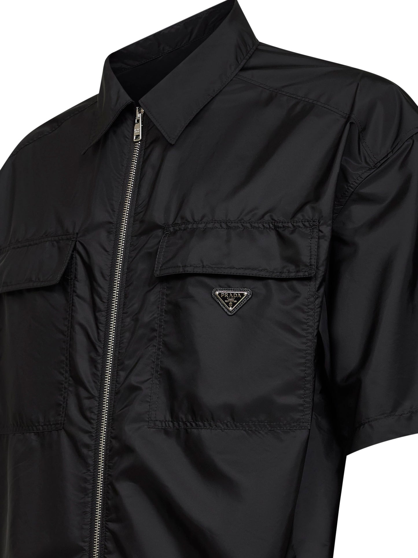 Camicia a maniche corte in Re-Nylon leggero nero