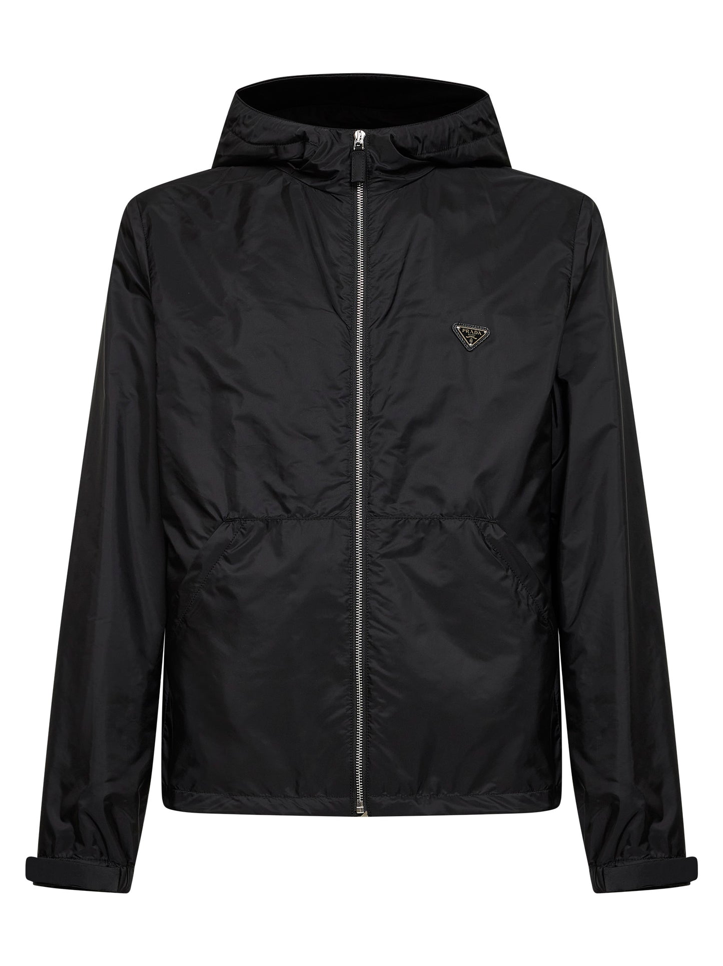 Giubbotto con cappuccio in Re-Nylon nero