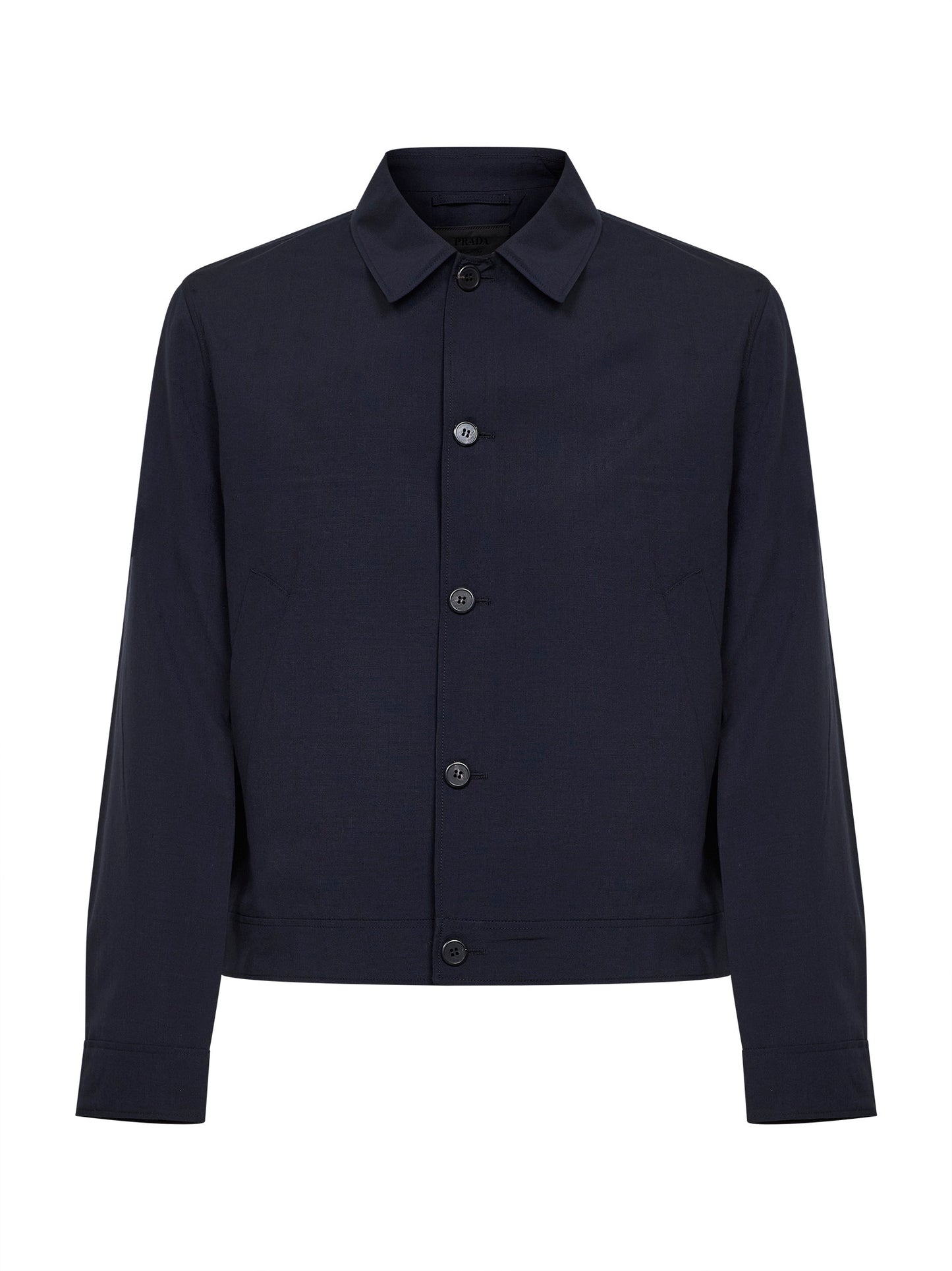 Blue virgin wool and mohair canvas blouson