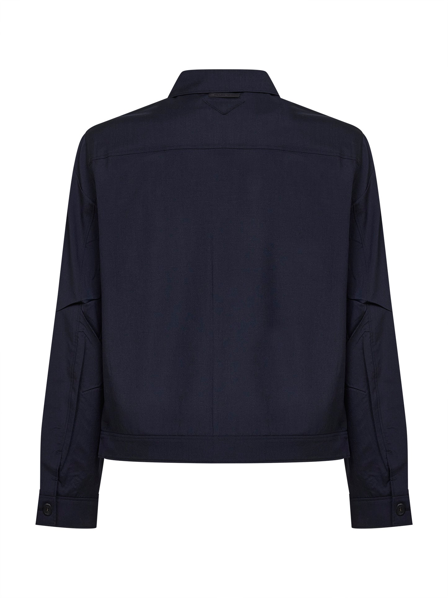 Blue virgin wool and mohair canvas blouson