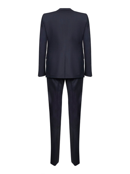 Blue wool and cashmere single-breasted suit