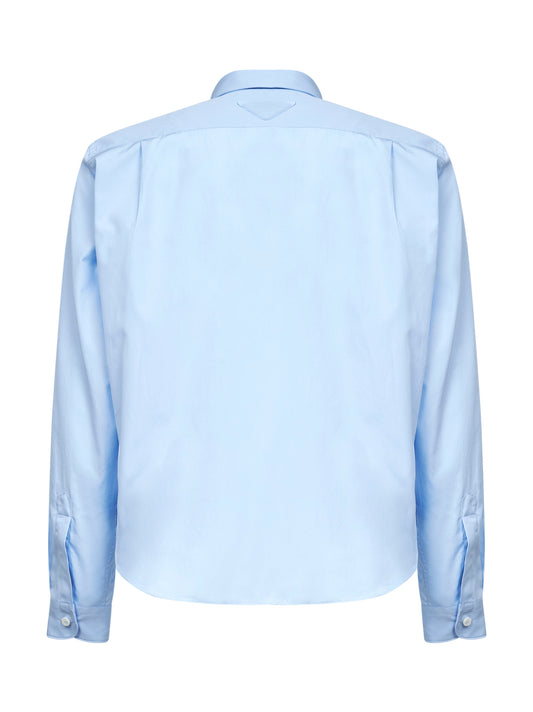 Sky blue cotton straight shirt