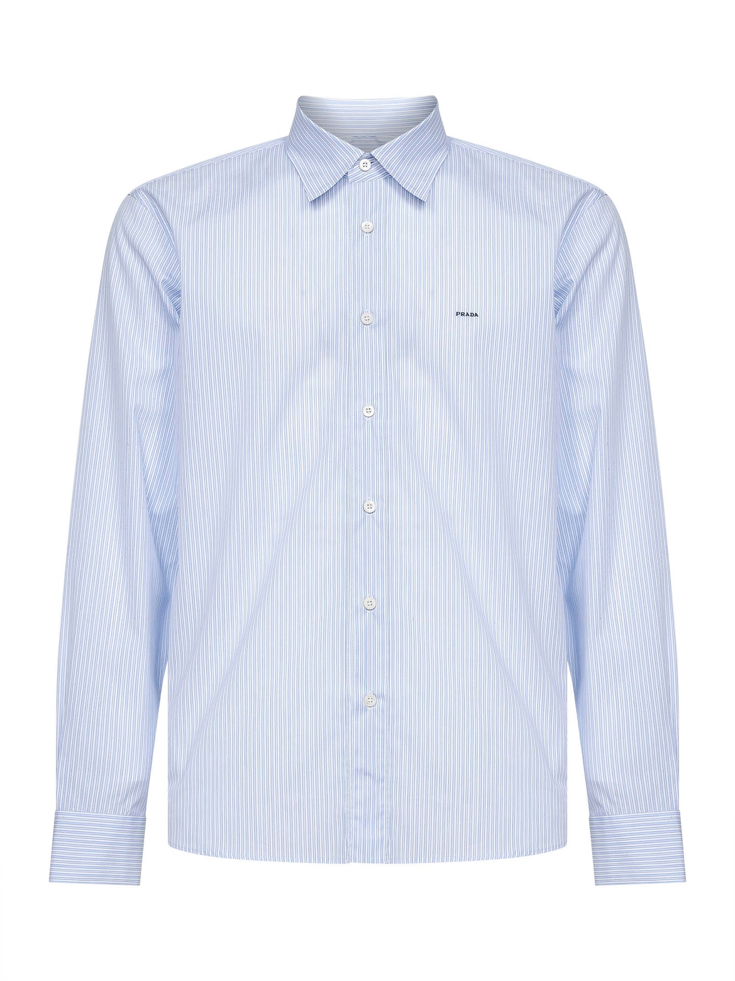Sky blue and white striped poplin shirt