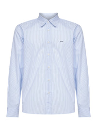 Sky blue and white striped poplin shirt