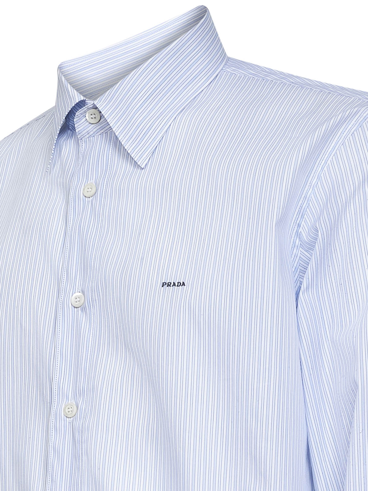 Sky blue and white striped poplin shirt