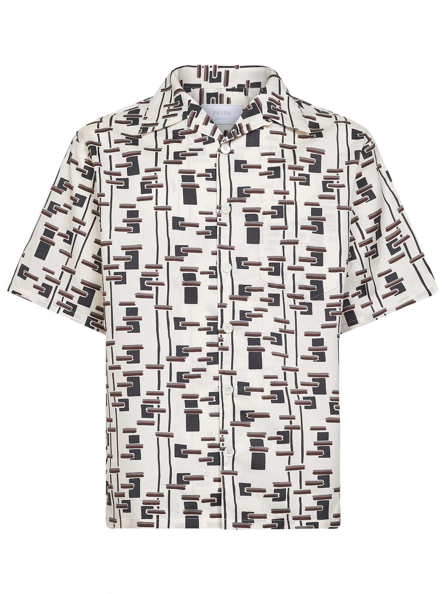Natural cotton blend printed bowling shirt