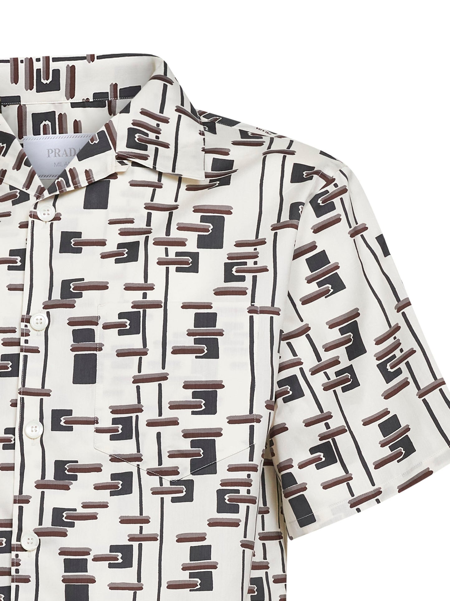 Natural cotton blend printed bowling shirt