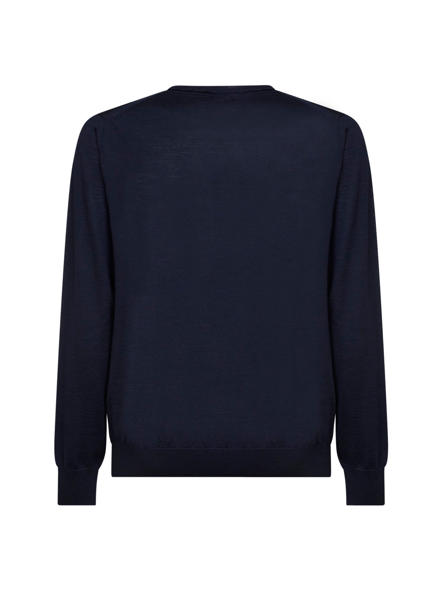 Maglia girocollo in lana pettinata blu<BR/>