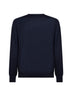 Maglia girocollo in lana pettinata blu<BR/>