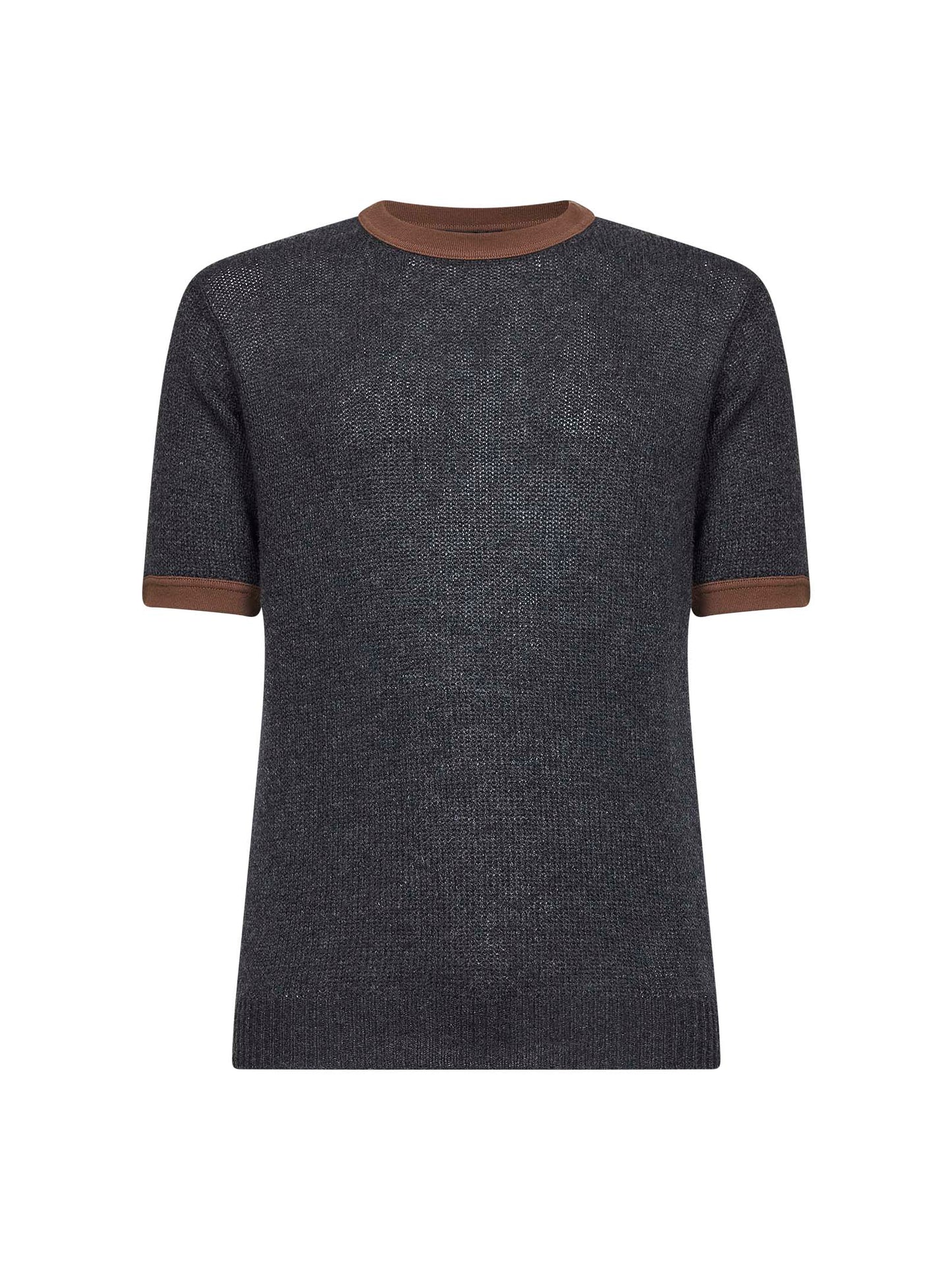 Anthracite cashmere knit crewneck sweater