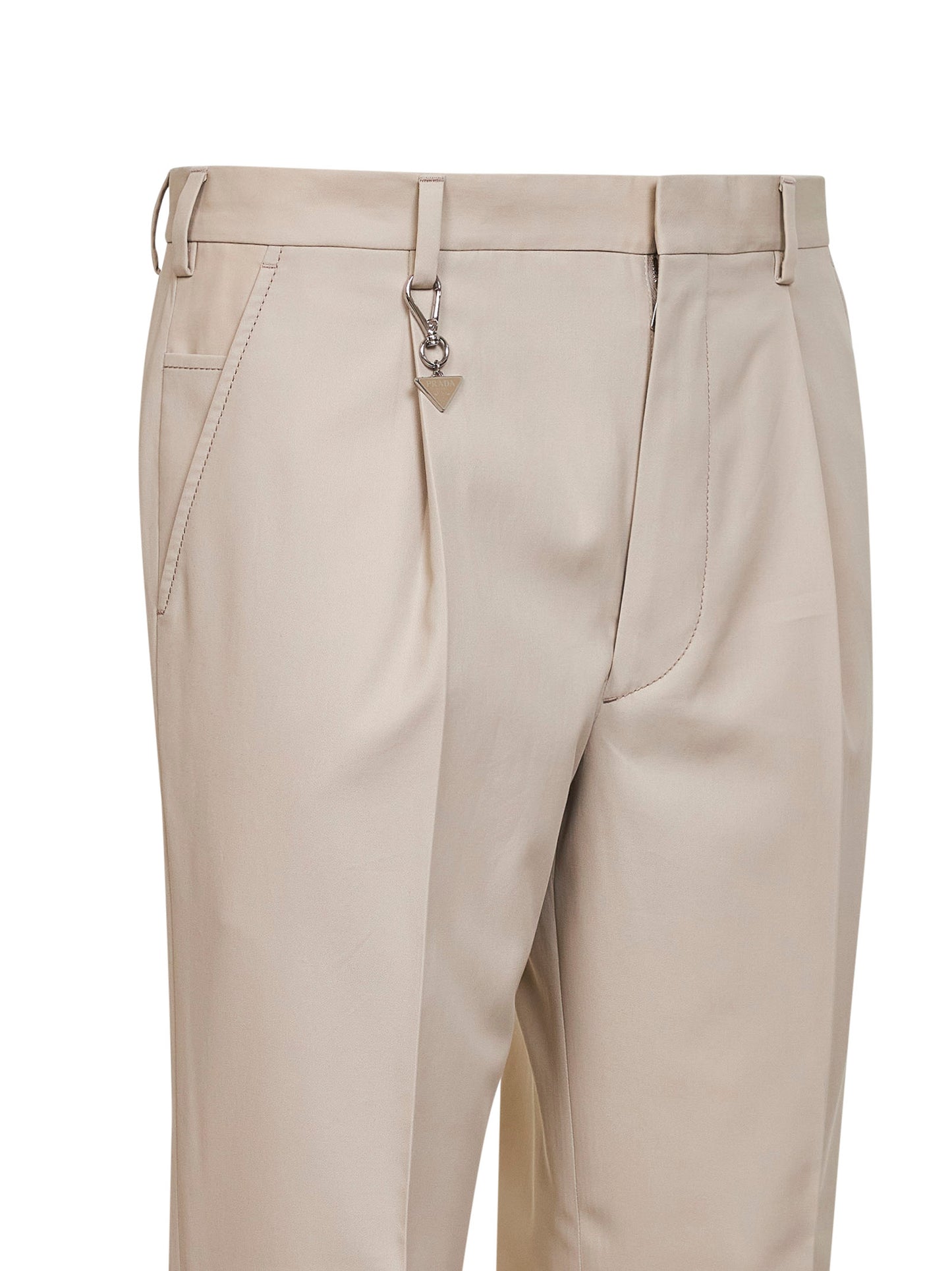 Sand cotton trousers with key ring