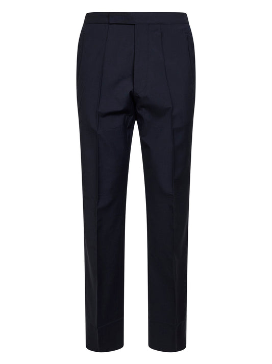 Pantaloni sartoriali in lana e mohair blu