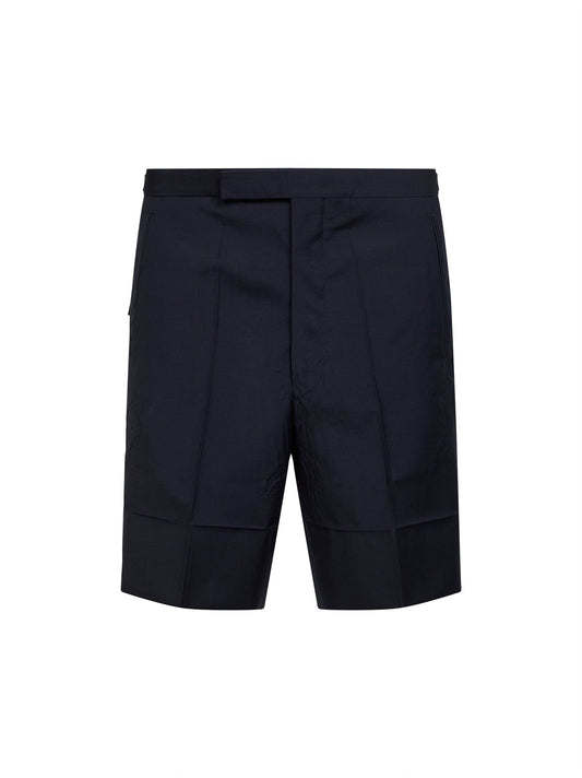 Bermuda sartoriali in lana e mohair blu