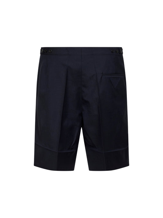Bermuda sartoriali in lana e mohair blu