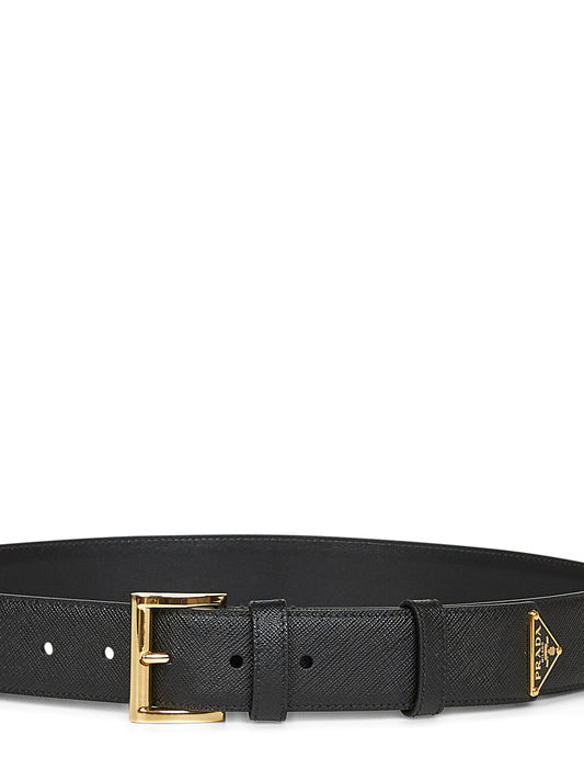 Black Saffiano leather belt