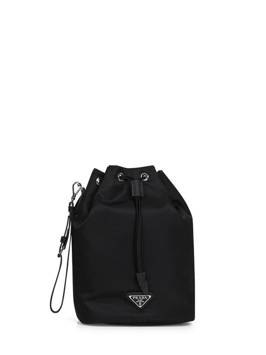 Black bucket pouch bag